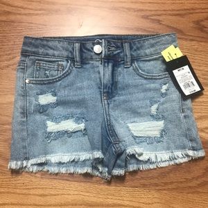 NWT Girls Jean Cutoff Distressed Denim Shorts Size 7/8
